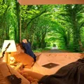 Immersive forest path tapestry wall hanging for bedroom decor in vibrant green landscape - Forest Secret Style / 150x130cm