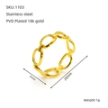 Details zum 18K vergoldeten Edelstahlring mit 6mm Breite und 20mm Innendurchmesser Angabe - Kettenglied-Stil (1103)