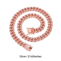 55cm rose gold Cuban chain link necklace with encrusted sparkling crystals - 55cm / Rose Gold