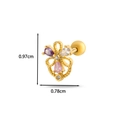 Gold flower cartilage stud earring with purple and pink zircon stones 0.97cm x 0.78cm - 8# Colorful Flower (Gold)