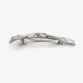 Polished silver metal wave shaped barrette with a textured lava finish for women - Silver Crinkle