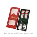 Set di posate natalizie in acciaio inox con pupazzo di neve in confezione regalo rossa - Argento Stile E - 2Pezzi