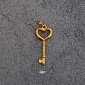 Polished gold vintage heart key pendant crafted in durable titanium steel - H07-Bow Style Heart Key