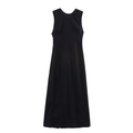Elegantes schwarzes ärmelloses Satin-Midikleid mit schmaler Passform und seidiger Textur - XS / Schwarz