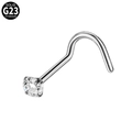 Silver G23 titanium nose stud with a round cubic zirconia stone setting - 2.5mm