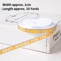Golden gift ribbon with Best Wishes text for Christmas cake and gift box packaging - Best Wishes Ribbon Gold (1cm x 10 Yards)
