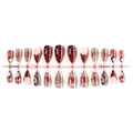 24pcs French leopard print press-on nails with red cherry dots and 3D cross charms - Leopard Cherry Cross (Strip Pack)