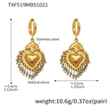 Détail des boucles d'oreilles cœur en acier, pierre naturelle et dimensions - Créoles Pierre Naturelle Bleue Dorées (TXF519MB51021)