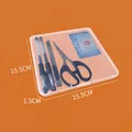 Square transparent plastic case with stationery tools and social security card - 15.5*15.5*1.5cm