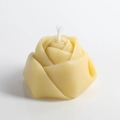 Creamy white rose shaped aromatherapy candle with natural soy wax and cotton wick - Yellow - Geometric Rose