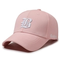 Pink baseball cap featuring white 3D letter B embroidery and side logo stitching - Adjustable / Pink