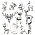 Silver vintage alloy reindeer charms set for DIY Christmas jewelry making and bracelets - SN87-Deer 11 Styles-2 Each-36.4g