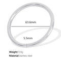 Polished silver stainless steel bangle bracelet for women with minimalist round design - Small (5.5mm Width) / Silver