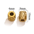 Golden stainless steel cylinder bead with embossed paw and heart patterns for DIY jewelry - Claw Print / Gold