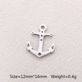 Macro view of a silver stainless steel anchor charm with 12x16mm size and 0.4g weight details - Anchor / Steel