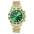 Luxury gold watch with green sunray dial and full pavé diamond casing for men - Gold Green