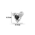 Silver screw stud earring with black heart zircon and clear gems, size 0.72cm - Black Zircon Heart (8#) / Silver