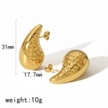 Hammered 18k gold teardrop earrings for women, measuring 31mm long and 10g in weight - Gold Hammered Teardrop Style (TE6678-G)
