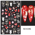 5D-K196 5D embossed Christmas nail art stickers with red reindeer and snowflake designs - 5D-K196