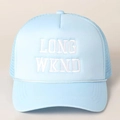 Light blue trucker hat with LONG WKND embroidery and white decorative rope trim - Sky Blue