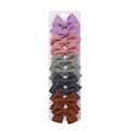 Detailed view of 10-piece waffle knit bow hair clips set in five soft pastel colors - Grayscale Morandi (10AY)