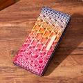 Retro crocodile pattern gradient long wallet for women with golden metal detail decoration - Gradient Rose + Blue