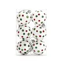 Christmas ball ornaments set featuring white balls with festive red and green glitter dots - White with Red Green Dots Style(CJ190)
