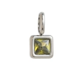 Square emerald cut emerald green zircon pendant with silver metal frame setting - August Birthstone Pendant / Steel