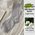 Light grey silk crew socks for women featuring breathable and thin cooling fabric - One Size / Light Gray