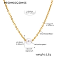 Detailed dimensions of the gold stainless steel necklace with imitation pearl bead pendant - Single Pearl Style - Gold (P590-A)