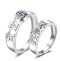 S925 sterling silver couple rings with 520 and 1314 numeric engravings and gemstones - Ql009 / Female Style