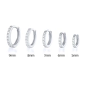 Silver round zircon hoop earrings for women in five sizes from 5mm to 9mm diameter - 5mm / Silver Plated White Zirconia
