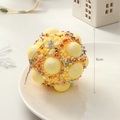 Macaron yellow 8cm Christmas ball with textured relief and colorful sequins - 8cm / Macaron Yellow