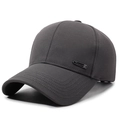 Gorra de béisbol de algodón gris oscuro con placa de metal y costuras reforzadas de alta - Ajustable / Gris