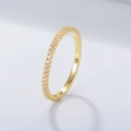 Polished gold S925 sterling silver eternity ring featuring full row of sparkling zircons - US 5 / White Zirconia