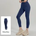 Naadloze yoga legging in walvisblauw met hoge taille en perzik liftend effect voor sport - S / Walvis Blauw