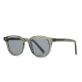 Retro translucent grey-green Boston frame sunglasses with grey lenses and metal rivets - Translucent Green Frame Grey Lens