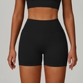 Short de yoga noir sans couture pour femme avec taille haute en V pour le sport - Noir Premium