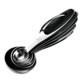 Nesting stainless steel measuring spoons set with black silicone handles, 1/4 tsp size - 5 Piece Black Handle Measuring Spoons Set