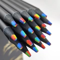 Rainbow core black wood pencil with multi-color lead for creative drawing and sketching - Black Wood - Sharpened