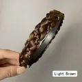 Handmade braided fishbone headband for women in light brown synthetic hair finish - Four-strand Sandwich Braid (2.5CM Wide) / Tan