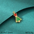 Christmas tree charm in green enamel and gold finish, size 14x7.5mm for DIY jewelry - Christmas Tree with Red Pentagram (KLJ10450-ZLA)