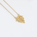 Roman vintage flag pendant necklace in gold finish with micro-pave white zircon stones - Triple White Zirconia Flag (Large) / Gold