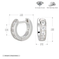 Detail view of S925 silver earrings showing 925 hallmarks and precise dimensions - 925 Silver / 925 Silver White Gold Plated