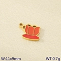 Gold-plated orange enamel flower pendant charm measuring 11x9mm for DIY jewelry - Orange Red Flower Charm (KLJ9523-ZLA)