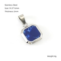Square stainless steel pendant with blue marble inlay and minimalist geometric design - Steel Dark Blue Turquoise