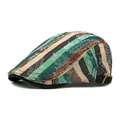 Béret rétro patchwork à motif paisley avec sangle de réglage à l'arrière - Réglable / Vert