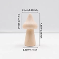 Unfinished wooden mushroom toy with specific height and width dimensions shown - (25×47mm) Pointed Head Mushroom