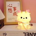 Cartoon calf night light with pink bow tie emitting warm soft glow for room decor - Little Dragon/Pink Ribbon