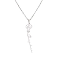 Vertical silver bar pendant featuring a delicate floral design and Sophia custom engraving - Steel Color (CS00285)
